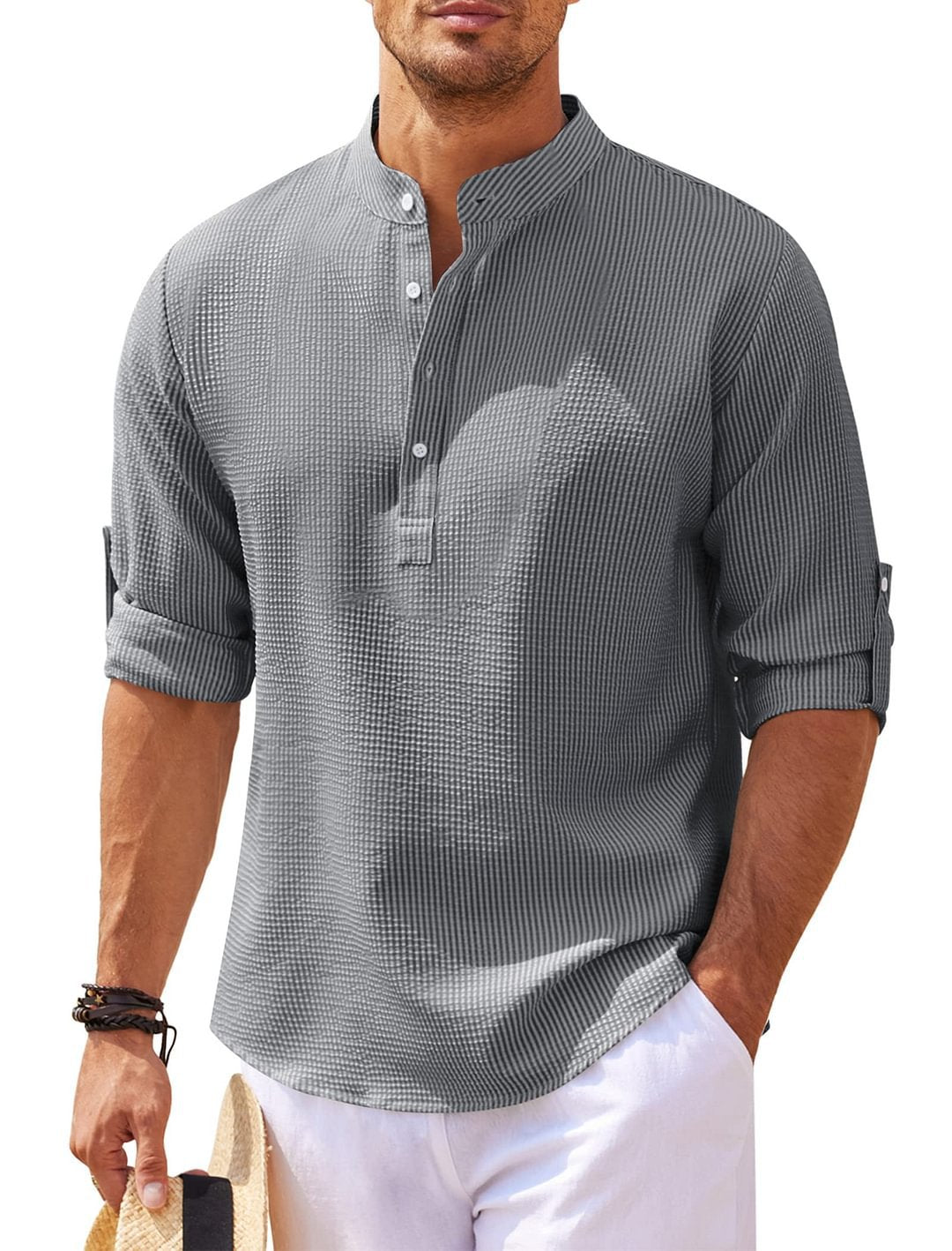 Stand Collar Solid Color Shirts