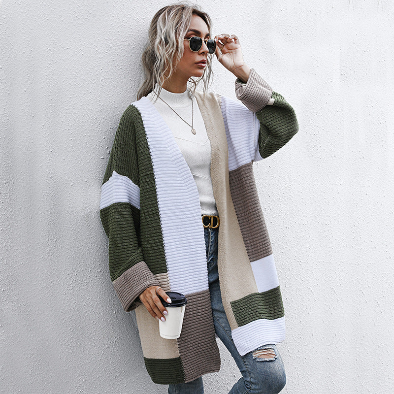 Knitted Cardigans Lazy Style Color Matching
