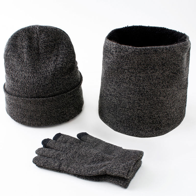 Winter men's hats, scarves, gloves, suits, fashion knitting and velvet hats, scarves, kits, men's 3 pieces/sets