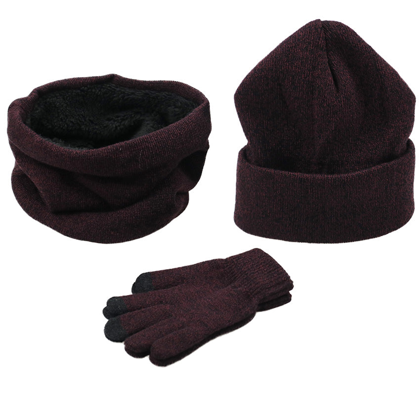 Winter men's hats, scarves, gloves, suits, fashion knitting and velvet hats, scarves, kits, men's 3 pieces/sets