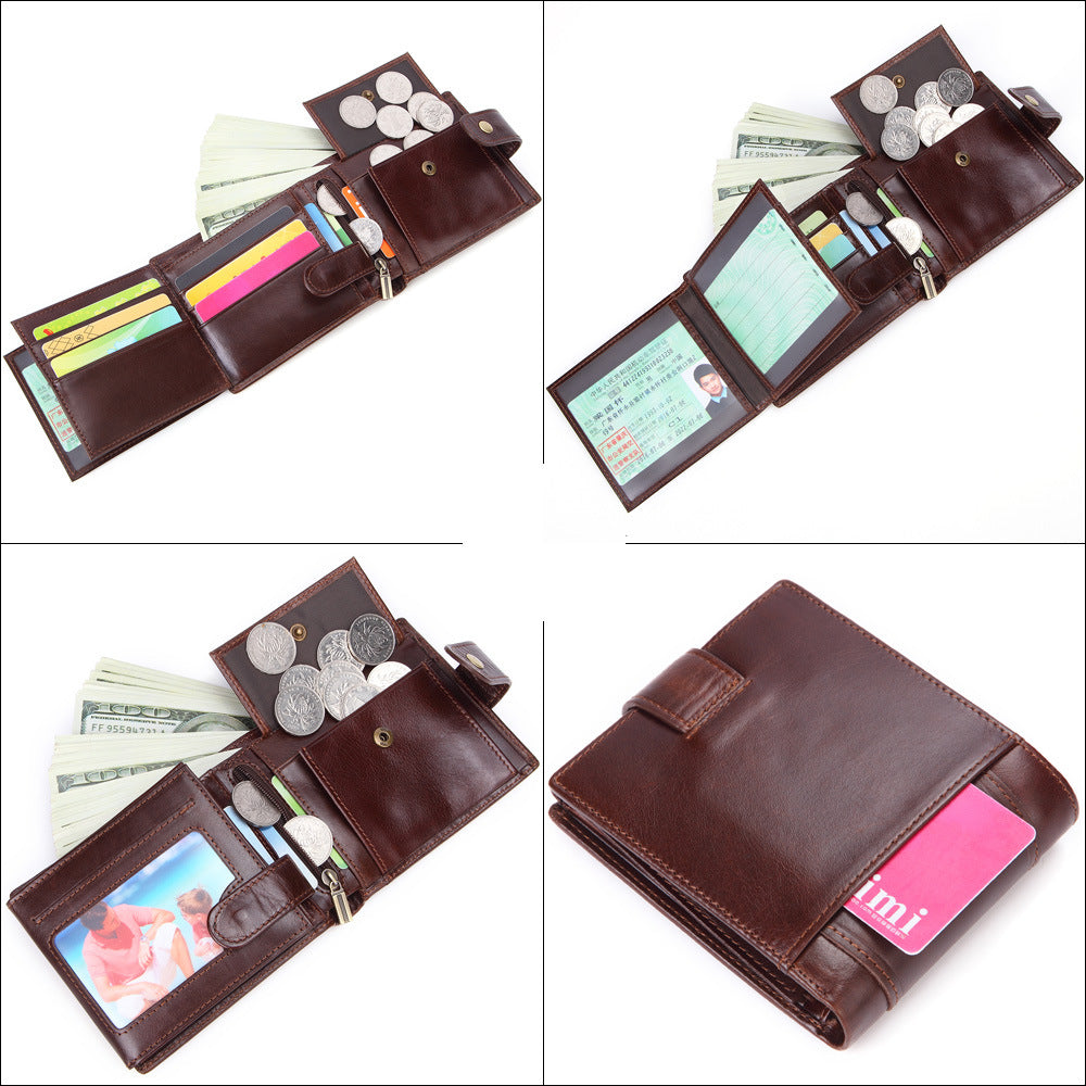Oil Wax Leather Retro Top Layer Cowhide Wallet