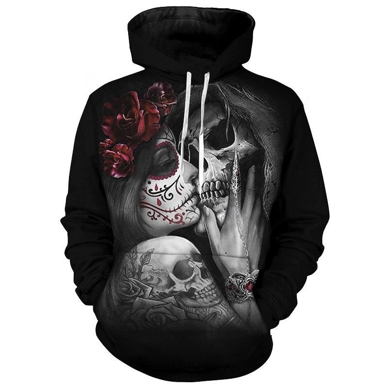 Skull Print Long Sleeve Pullover Sweatshirt