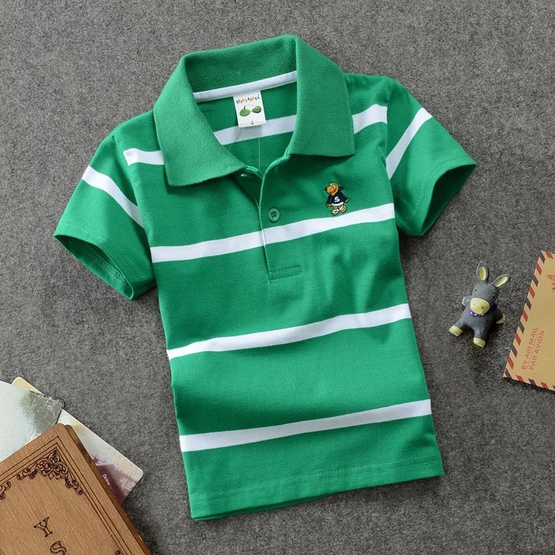 CUHK Kids' Striped Cotton Polo Shirts