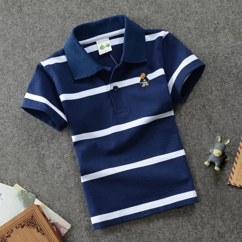 CUHK Kids' Striped Cotton Polo Shirts