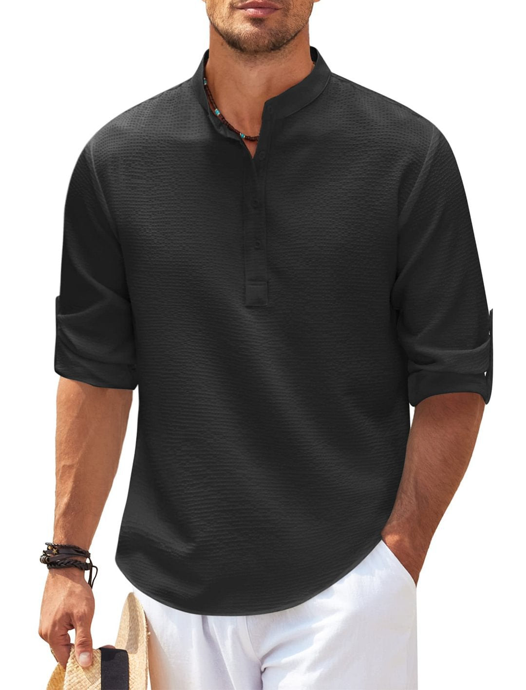 Stand Collar Solid Color Shirts