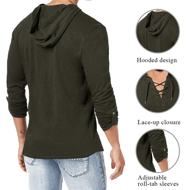 V Neck Outdoor Loose Hooded Shirts