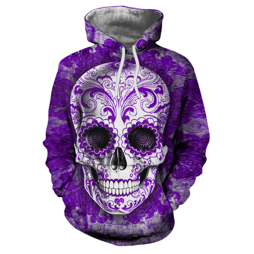 3D Skull Print Hooded Sweatshirt