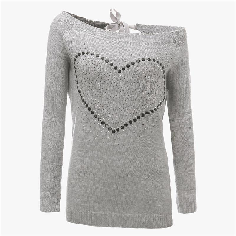 Heart Dots Knitted Pullover Sweater