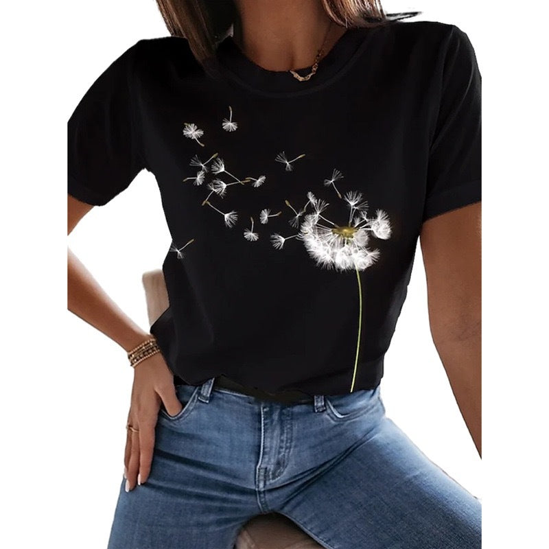 Flower Dandelion Printed Tshirt