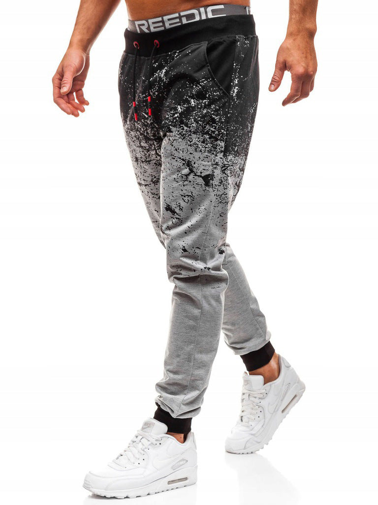 Style slim floral gradient fashion street trousers