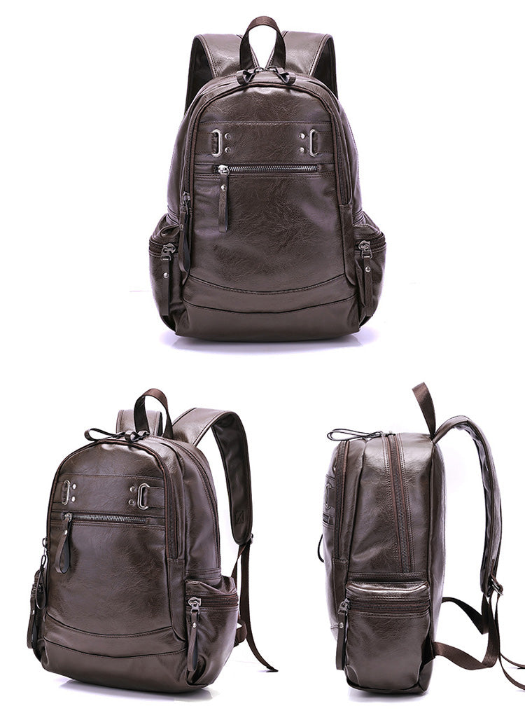 Black Leather Shoulder Vintage Backpack
