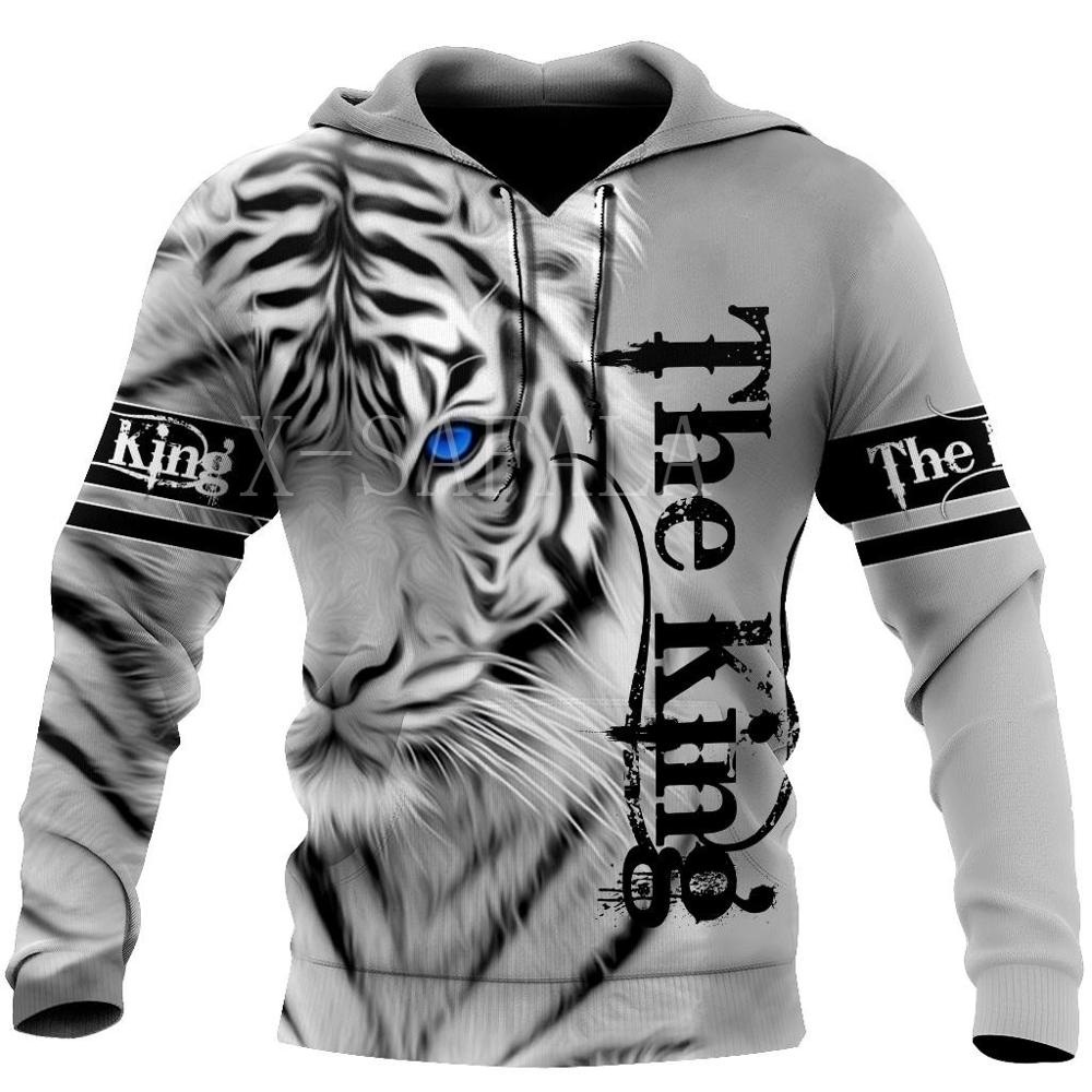Cool White Tiger 3D All Over Print Hoodie Sweatshirt Zip Pullover