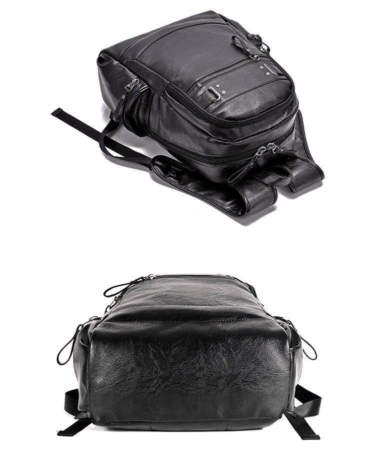 Black Leather Shoulder Vintage Backpack