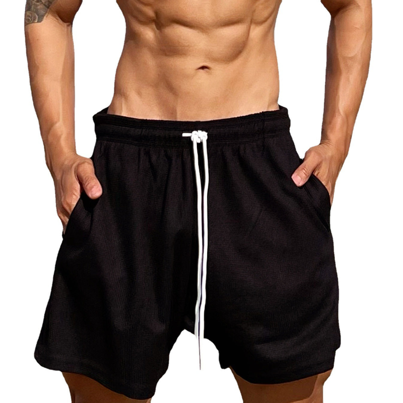 New Summer Sports Casual Waffle Shorts Men