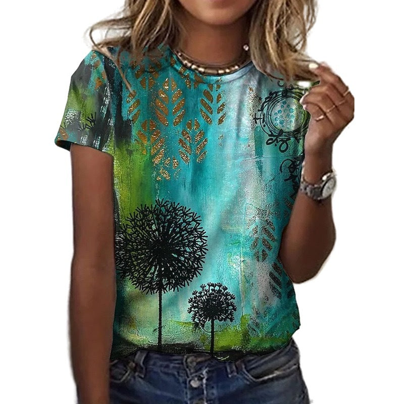 Flower Dandelion Printed Tshirt