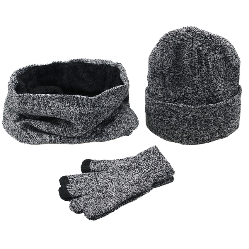 Winter men's hats, scarves, gloves, suits, fashion knitting and velvet hats, scarves, kits, men's 3 pieces/sets