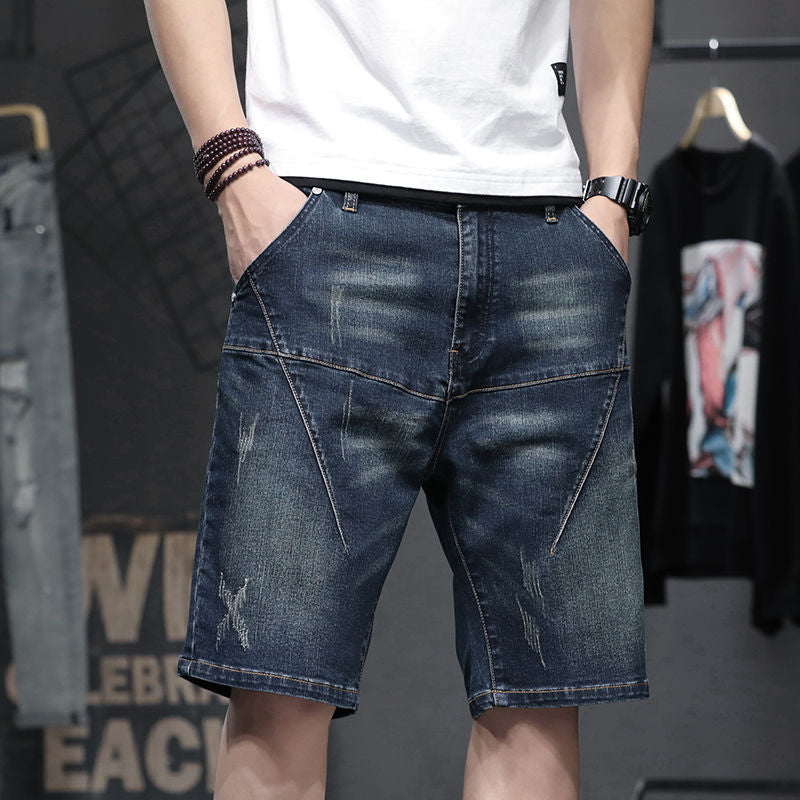 Thin Stretch Fat Five-point Denim Shorts