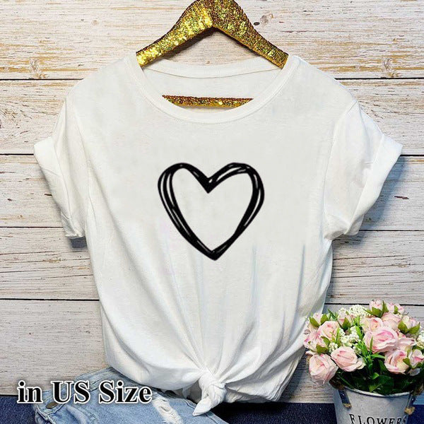 Heart Print T Shirt