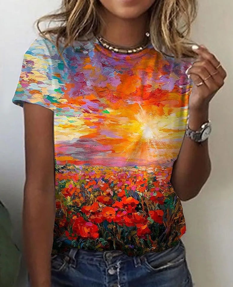 Colorful Nature Image Printed T-shirt