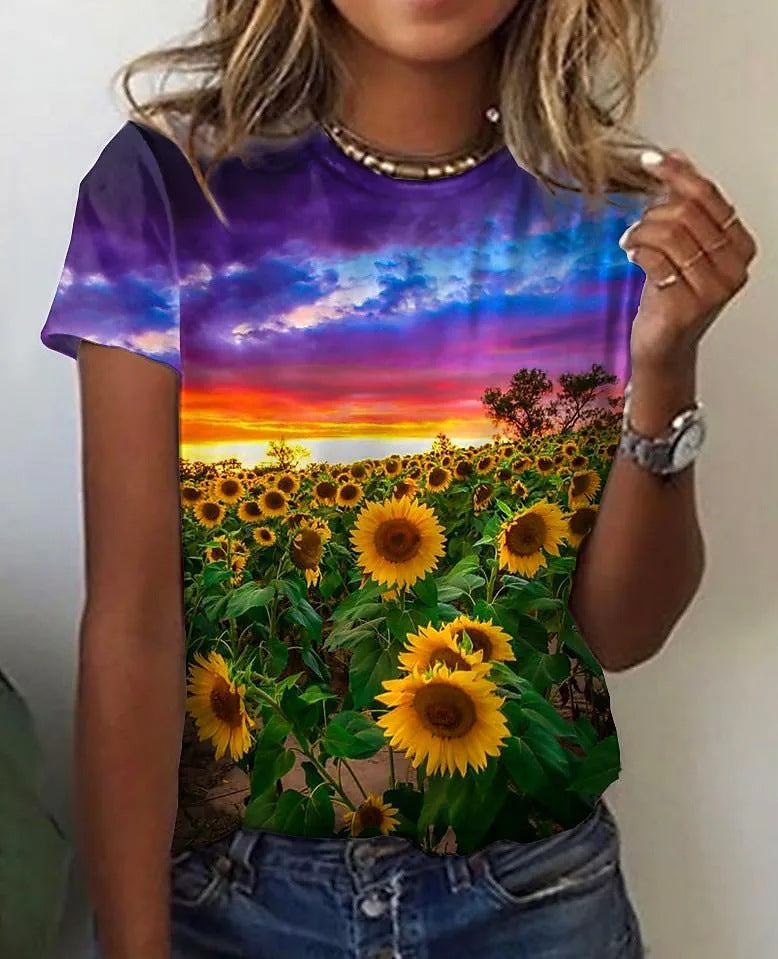 Colorful Nature Image Printed T-shirt