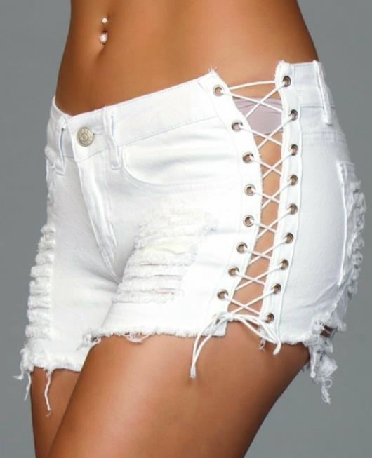 Looped In Distressed Shorts - White
