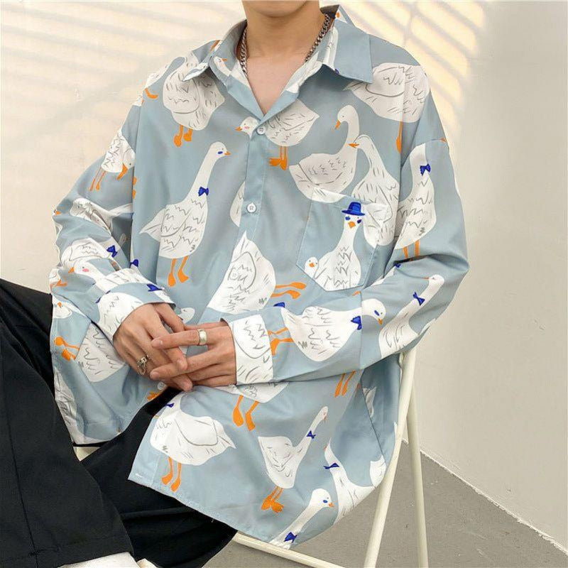 Mens Temperament Fashion Casual Printed Shirt